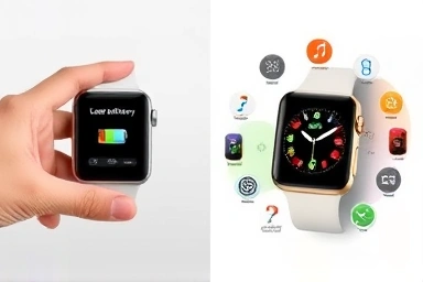 Apple Watch battery optimization comparison: low vs. full.
