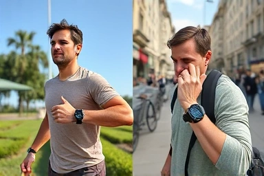 Person using Apple Watch for calls and exercise alone