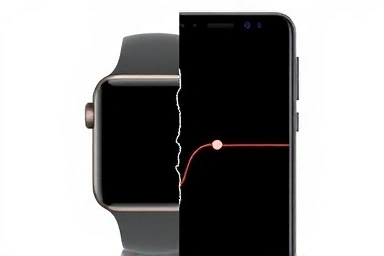 Apple Watch and Galaxy phone with broken and fixed sync lines