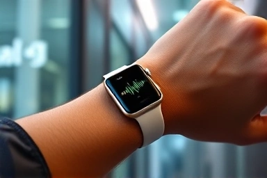 Apple Watch with voice communication waveform