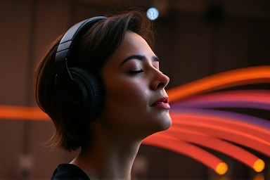 Person experiencing immersive audio with Bose QC Ultra headphones