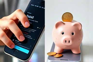 Phone settings for seniors and cost-saving concept