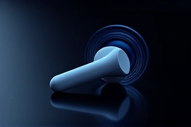 Futuristic wireless earbud with glowing light