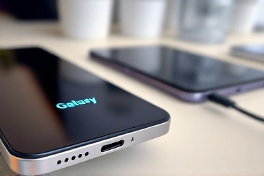 Galaxy phone charging fast with glowing energy