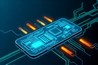 Abstract smartphone thermal management graphic