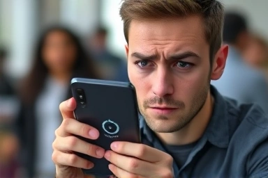 Frustrated person with slow Galaxy S24 phone