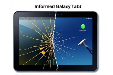 Symbolic representation of Samsung Galaxy Tab screen repair cost and speed differences.