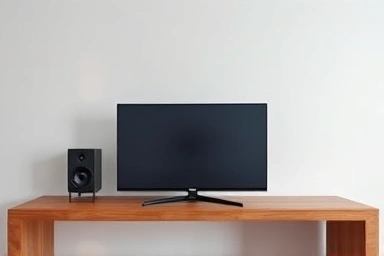 Smart display and premium speaker on a table