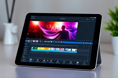 iPad Pro displaying a video editing interface, symbolizing creative workflow.