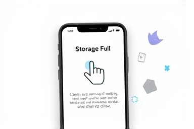 Smartphone storage full notification, clearing digital clutter