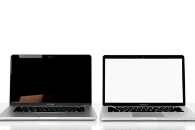 Comparison of laptop screen glare vs. AR film clarity.