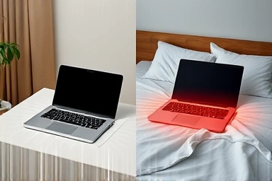 Laptop ventilation comparison: cool and efficient vs. overheating and damaging.