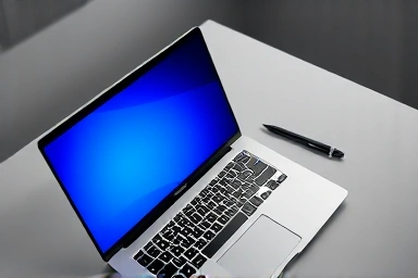 Laptop displaying a blue screen error with glitch effects