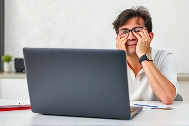 Frustrated person with a steaming laptop representing overheating.