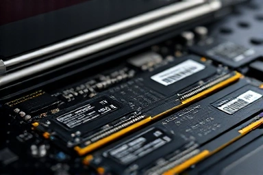 Internal view of laptop RAM modules, illustrating capacity difference