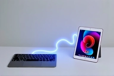 Symbolic image of stable wireless connection between keyboard and tablet