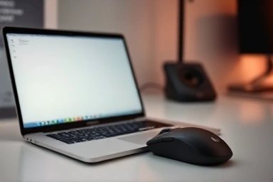 MacBook Pro with Logitech MX Master 4S mouse on desk