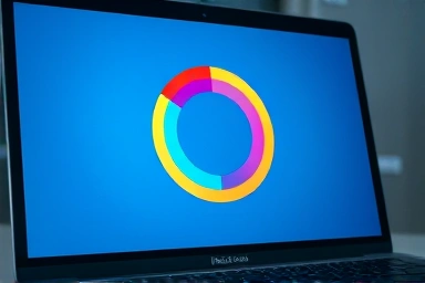 MacBook Pro screen with frozen rainbow wheel