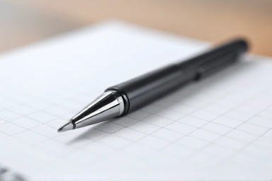 Smartpen on notebook, digital writing concept