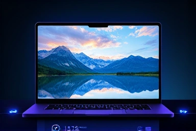 Vibrant OLED laptop screen with protective technology.