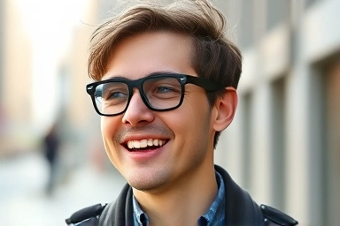 Person wearing Ray-Ban Meta 2 smart glasses, clear outdoor call, windy environment