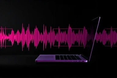 Noise reduction visualization, sound wave transformation, technology concept
