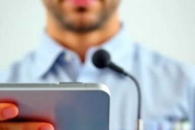 Smartphone and wireless lavalier microphone for clear audio recording.