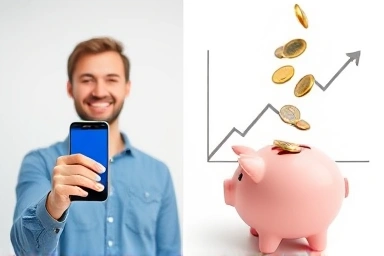 Unlocked phone and savings metaphor for cost reduction