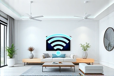 Seamless Wi-Fi coverage in a modern home with mesh routers.