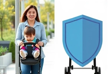 Parent's relief with secure stroller harness; shield protecting child