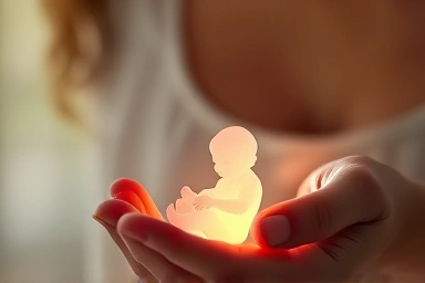 Gentle embrace symbolizing maternal care and the early stages of life.