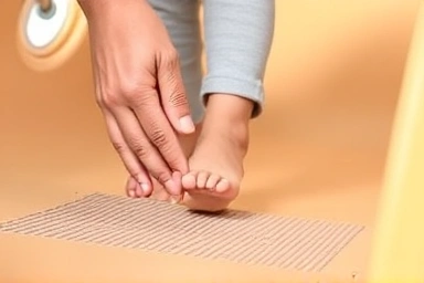 Close-up of safe, non-slip step on baby playground slide.