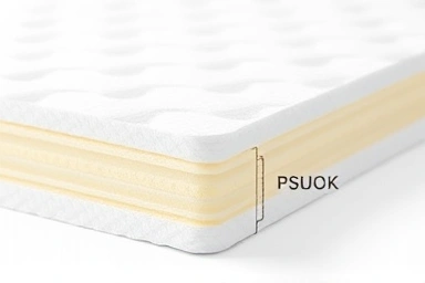 Close-up of high-density foam mat cross-section, shock absorption.
