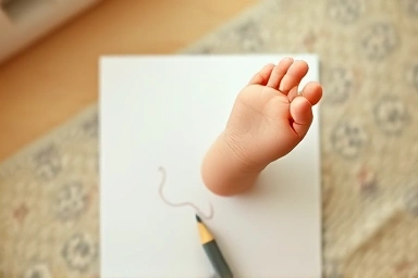 Measuring baby's foot for shoe size.