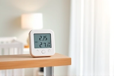 Nursery thermometer hygrometer displaying precise readings