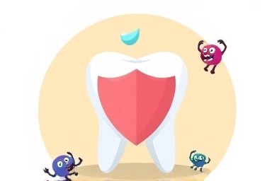 Shield protecting tooth from cavities with toothpaste symbol