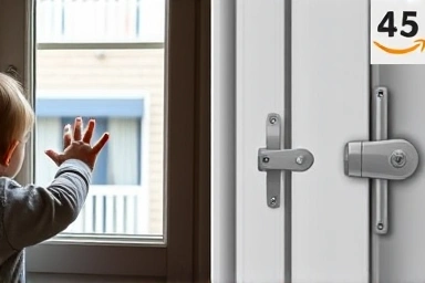 Toddler reaching for window vs. secure window lock.