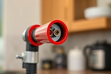 Close-up of kitchen automatic fire suppression system nozzle