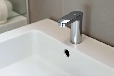 Close-up of baby bidet attachment on modern sink