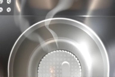 Hygienic stainless steel interior of a steam humidifier.