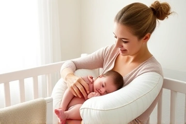 Mother and baby bonding with a comfortable nursing pillow.