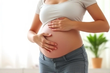 Healthy pregnant woman symbolizing pregnancy weight management.