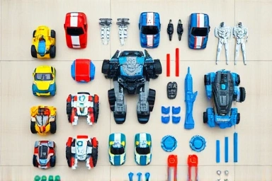 Collection of Robocar Poli transforming robot toys and accessories