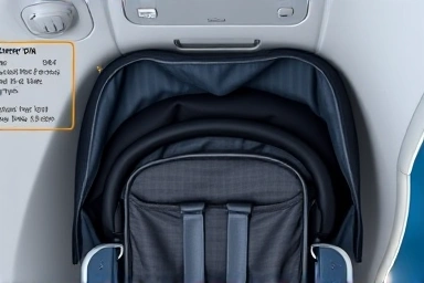 Compact stroller fitting in airplane overhead bin
