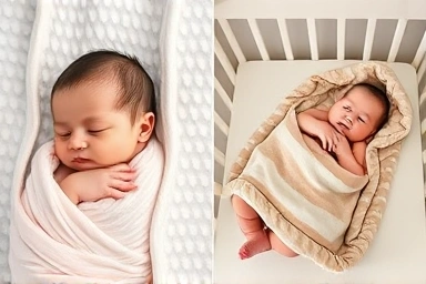 Newborn swaddled vs baby with blanket