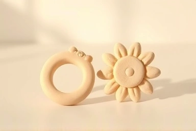 Baby teethers side-by-side, soft vs textured