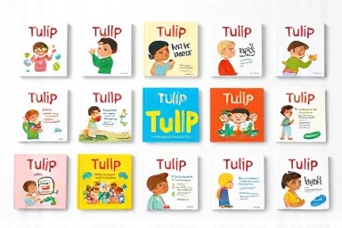 Variety of colorful Tulip soundbooks for different baby interests.