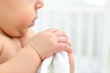 Baby's skin and clean cloth, symbolizing gentle care.
