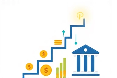 Career ladder with financial icons, FP certification key