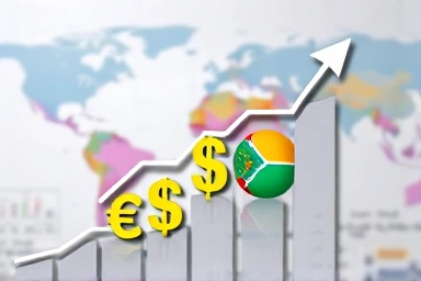 Rising graph of currency symbols representing financial growth and trade.